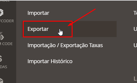 depois em Exportar Produtos Magento
